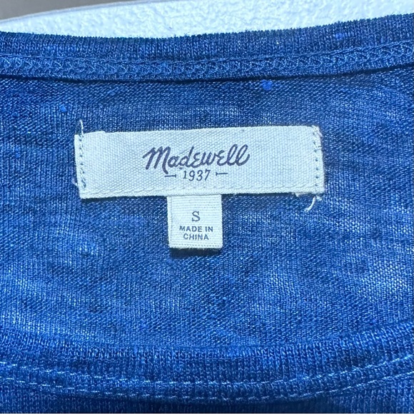 Madewell Blue Long Sleeves 100% Linen Boxy Tee Size Small - Picture 5 of 8
